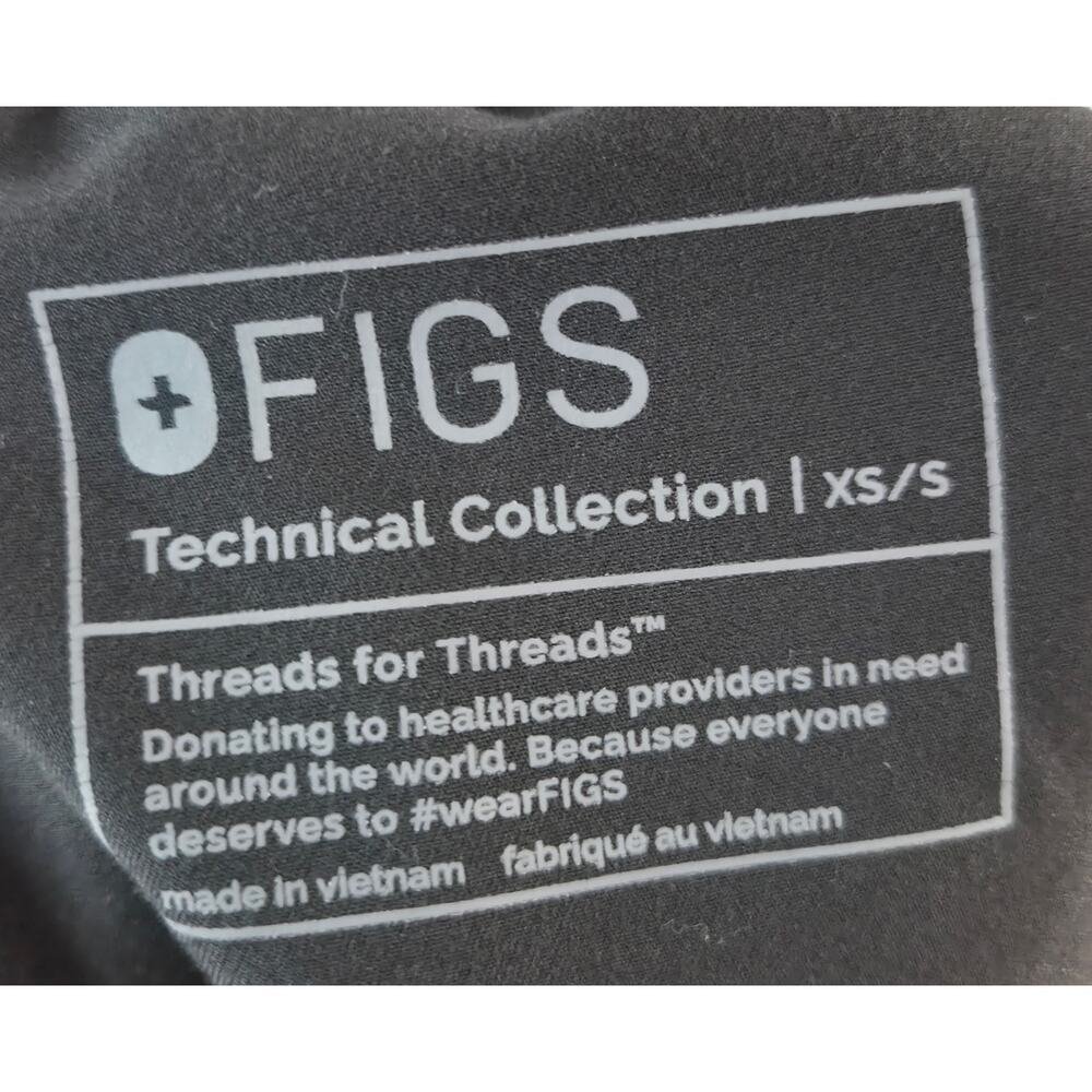 FIGS Technical Collection Black Scrub Set XS Top XS/S Small Jogger Pants pockets - Picture 5 of 6
